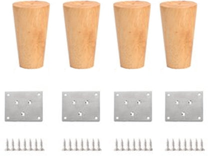 4 pieces - Furniture leg - Wooden furniture leg - Furniture Legs - wood color - wooden - 10 cm