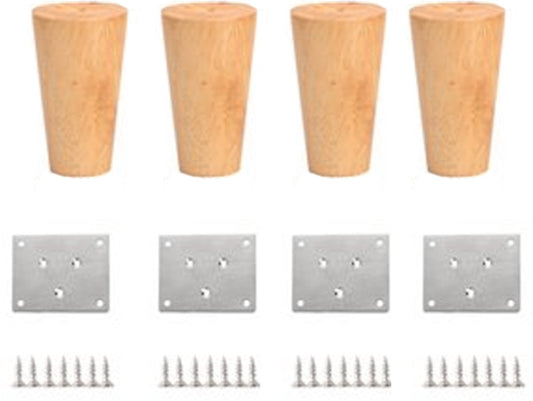 4 pieces - Furniture leg - Wooden furniture leg - Furniture Legs - wood color - wooden - 10 cm