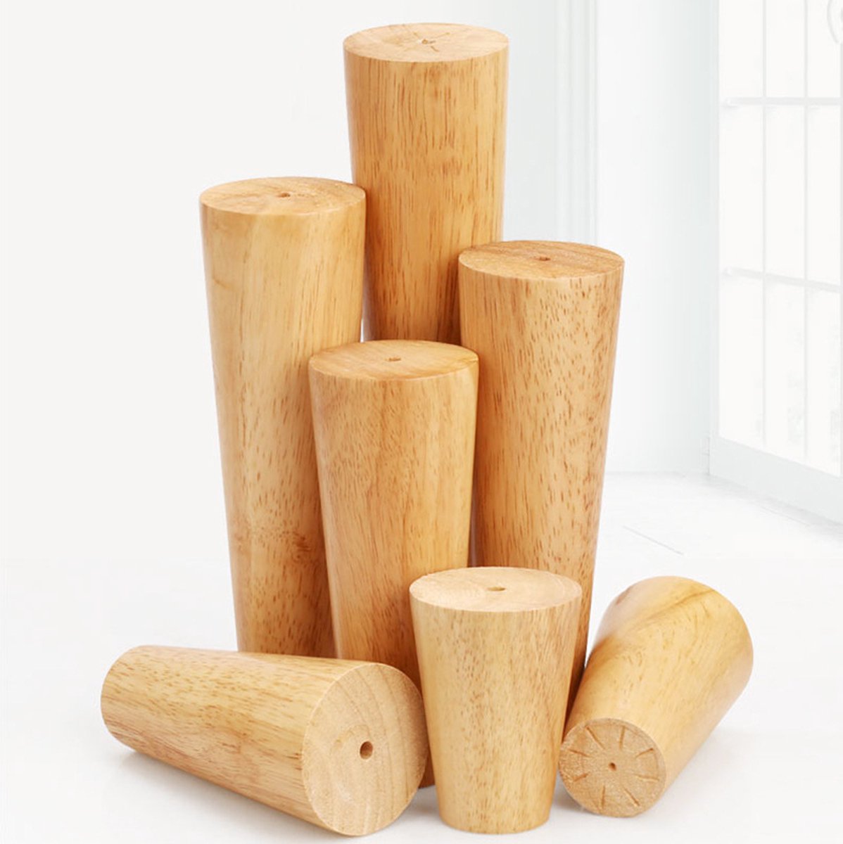 4 pieces - Furniture leg - Wooden furniture leg - Furniture Legs - wood color - wooden - 10 cm
