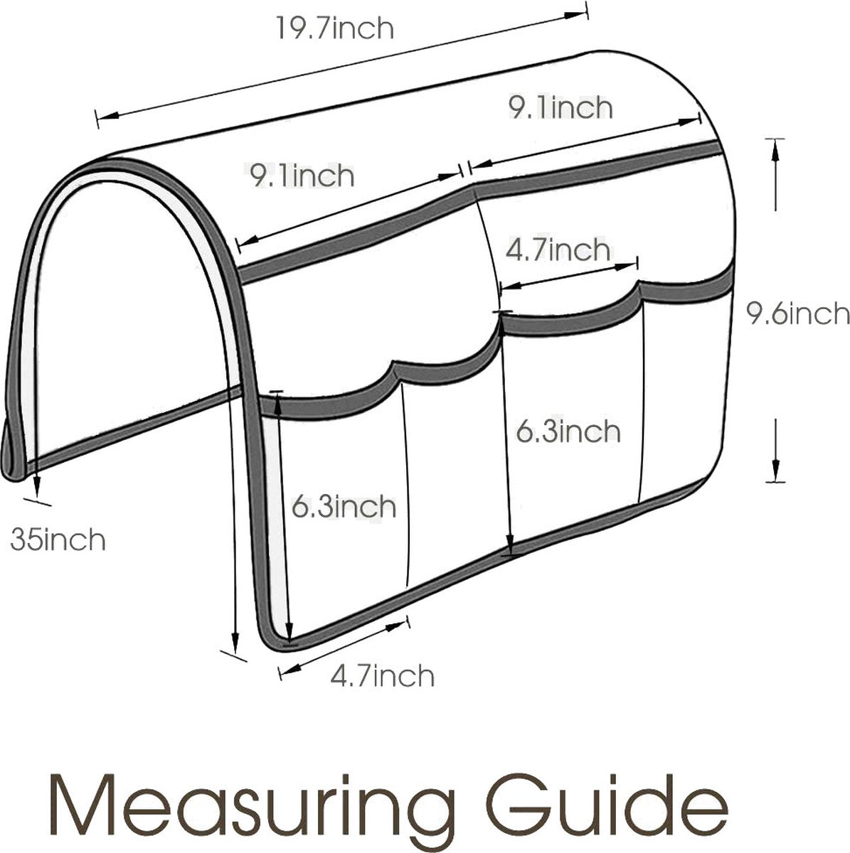 Bed and sofa organizer - Storage - Storage bag - Bed storage - Sofa storage - Bed storage bag - Bedside pocket storage bag gray - Magazine holder - Sofa chair couch - Armrest organizer - 50*90cm