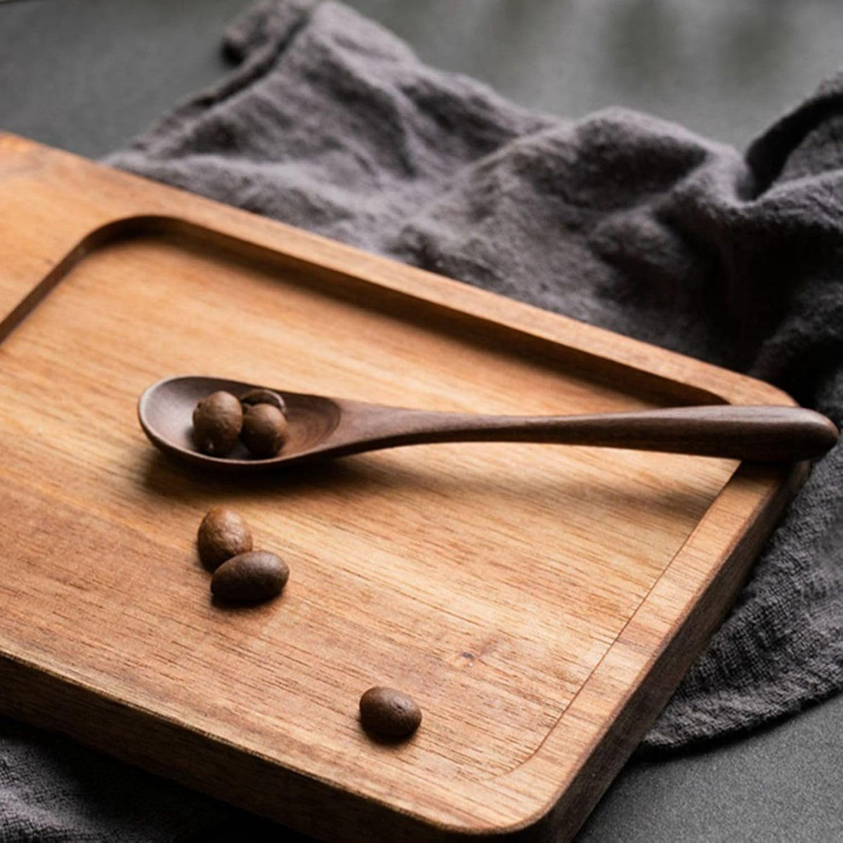 Guihydur 2 x coffee set, wooden, tray for serving food, coffee, tea set, table decoration, accessories C