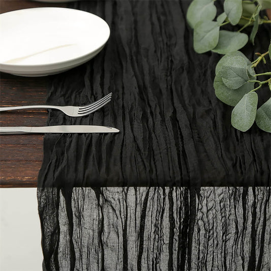 PALIFEUR Cheesecloth Table Runner, 35 x 71 Inch Cheese Cloth Table Runner for Wedding Bridal Shower Party, Home Decorations Table Runners Cheesecloth Black