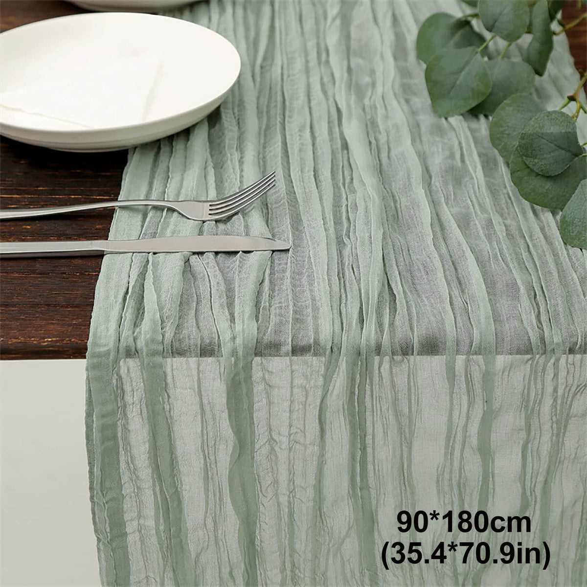PALIFEUR Cheesecloth Table Runner, 35 x 71 Inch Cheese Cloth Table Runner for Wedding Bridal Shower Party, Home Decorations Table Runners Cheesecloth Green