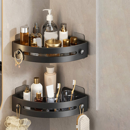 Tyidzon Bathroom Corner Shelf Gray Wall Mounted Corner Shower Caddy Kitchen Corner Shelves No Drill Shower Organizer Black