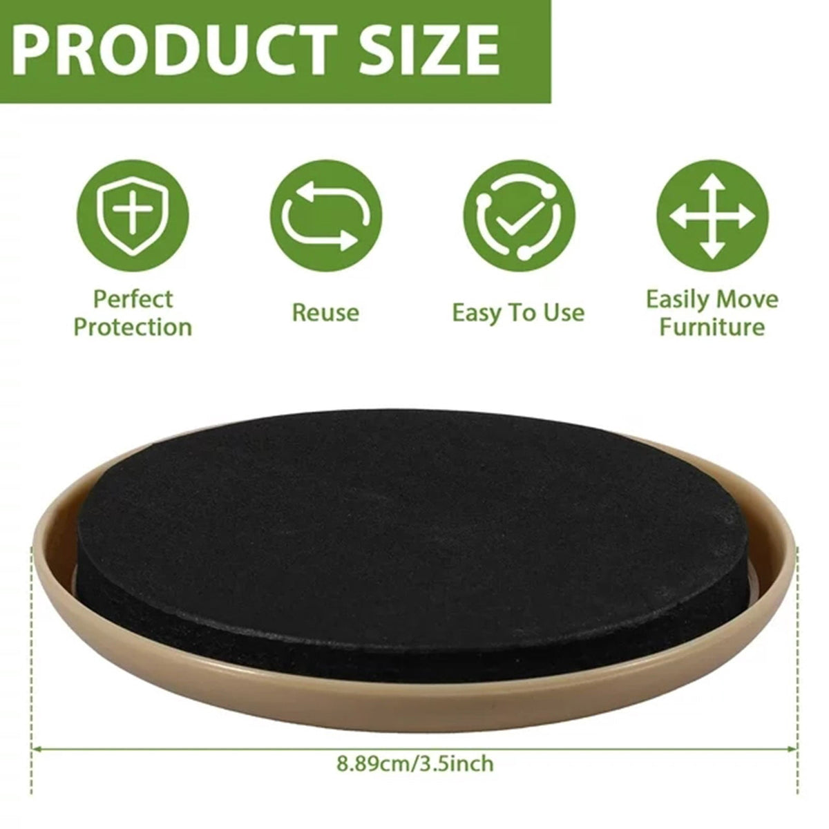 JWDX Furniture Protection Clearance! Furniture Sliders 16 Pack Plastic Rubber Sliders for Furniture Legs 3.5 Inch Furniture Carpet Moving Pads Chair Leg Floor Protectors Movers Reusable Black