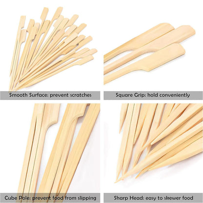 Clearance! Eewia Skewer Skewers 100Pcs Food Toothpicks Wide Flat Wood Picks for Cocktail Fruit Grilling Drink Bbq Barbecue Yakitori Chicken Fondue Roast, Bbq Skewers Kebab Skewers 100 Beige 9 Beige