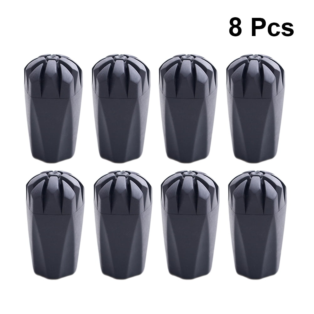 Worgeous Durable Trekking Cane Tips with Metal Gasket for Hiking Poles 8 Pieces Black