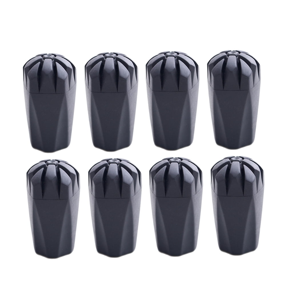 Worgeous Durable Trekking Cane Tips with Metal Gasket for Hiking Poles 8 Pieces Black