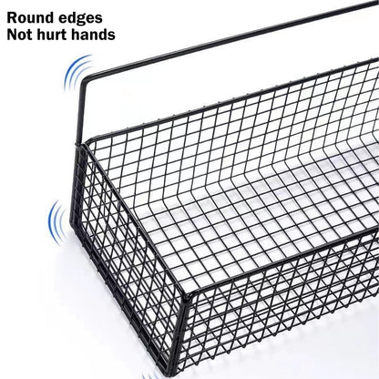 Hanging Floating Shelves, 2 Sets Of Wall Mounted Shelves For Wall Storage, Hanging Storage Shelf For Bathroom, Living Room, Bedroom, Kitchen Seasoning Rack Shower Toiletries Basket Black
