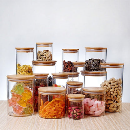 CGZQFEI Glass Storage Containers with Lids, Glass Jars with Lids, Clear Food Jar, Round Canister, Pantry Organizers and Storage for Cookie Flour Oat Pasta Tea Coffee Bean,175ml,2.55x3.14' Clear1