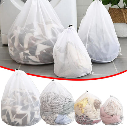 1 Pack Large Laundry Bags,Heavy Duty Diamond Mesh Laundry Bags with Drawstring Closure, Large Laundry Hamper Liner, Washable Laundry Essentials for Travel, Sports, Dorms,White (19.6in) 15.7in