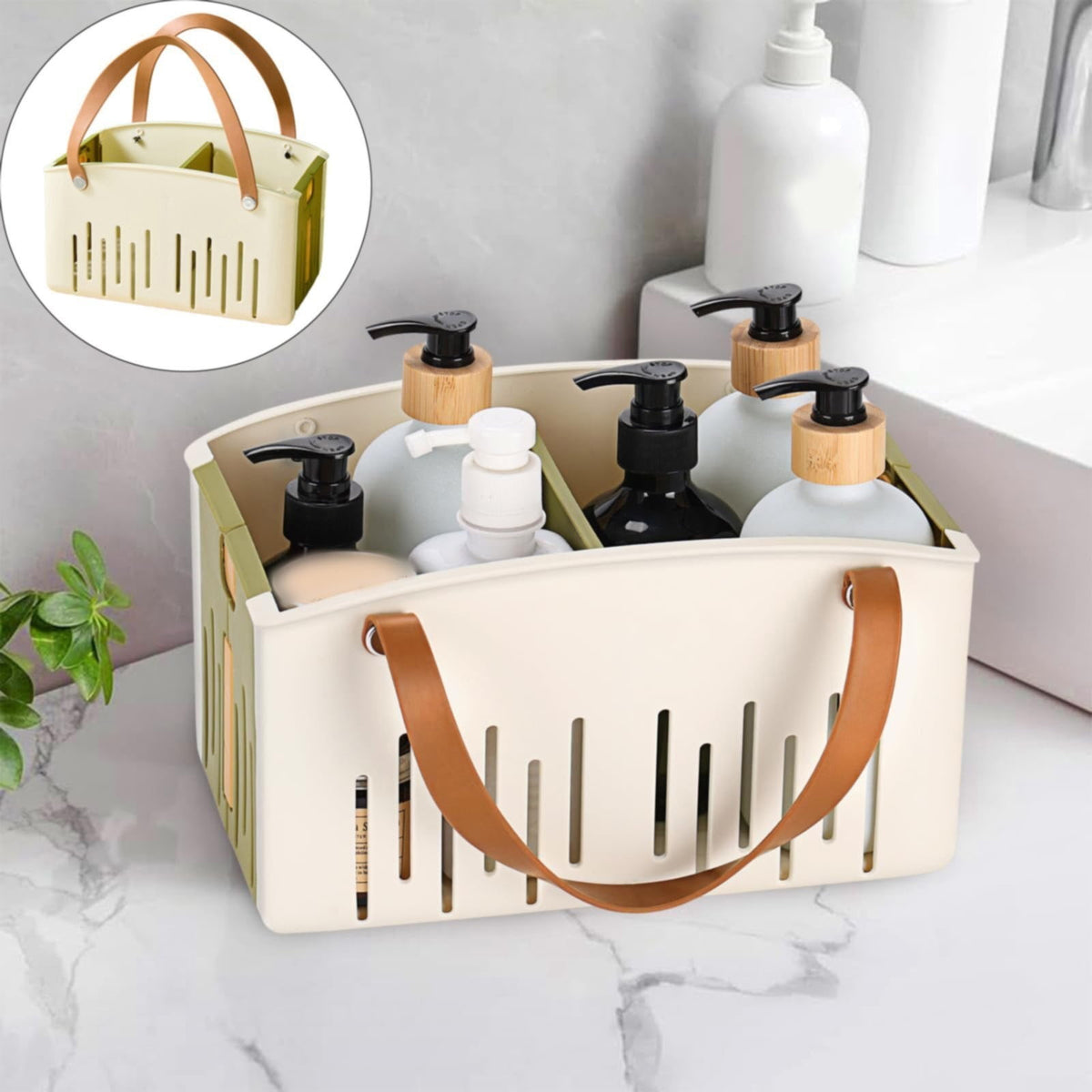 Cotton Woven Basket with PU Leather Handle, Clothes Toys Candy Gifts Cotton Rope Organizer, Living Room Basket Bathroom Shower Storage Laundry Basket, Dog Cat Bed, Fall Basket, 11.02x8.66x4.33 11.02" x 7.09" x 6.5" Green