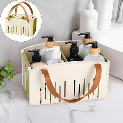 Cotton Woven Basket with PU Leather Handle, Clothes Toys Candy Gifts Cotton Rope Organizer, Living Room Basket Bathroom Shower Storage Laundry Basket, Dog Cat Bed, Fall Basket, 11.02x8.66x4.33 11.02" x 7.09" x 6.5" Green