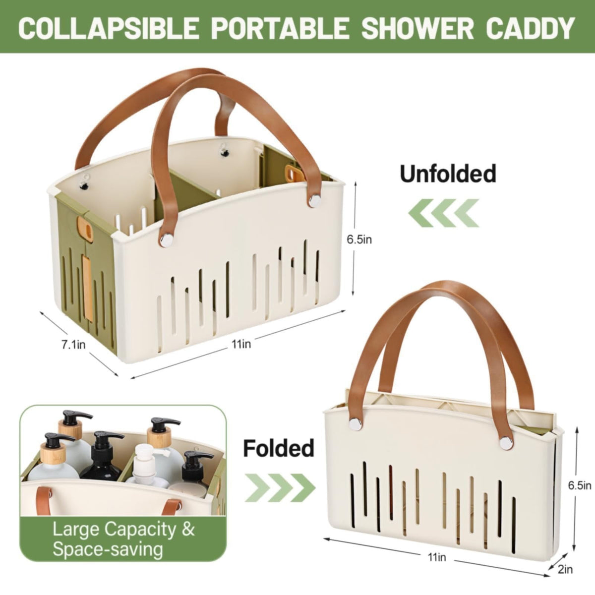 Cotton Woven Basket with PU Leather Handle, Clothes Toys Candy Gifts Cotton Rope Organizer, Living Room Basket Bathroom Shower Storage Laundry Basket, Dog Cat Bed, Fall Basket, 11.02x8.66x4.33 11.02" x 7.09" x 6.5" Green