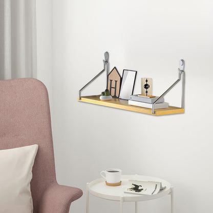 No-Drill Wall-Mounted Shelf with Adhesive Strips and Damage-Free Nails,Easy Installation on Any Wall Surface,Triangular Support,Versatile Use for Bedside,Projector,Router,Book Storage Yellow