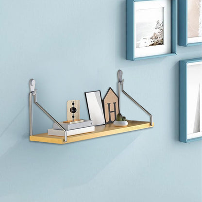 No-Drill Wall-Mounted Shelf with Adhesive Strips and Damage-Free Nails,Easy Installation on Any Wall Surface,Triangular Support,Versatile Use for Bedside,Projector,Router,Book Storage Yellow