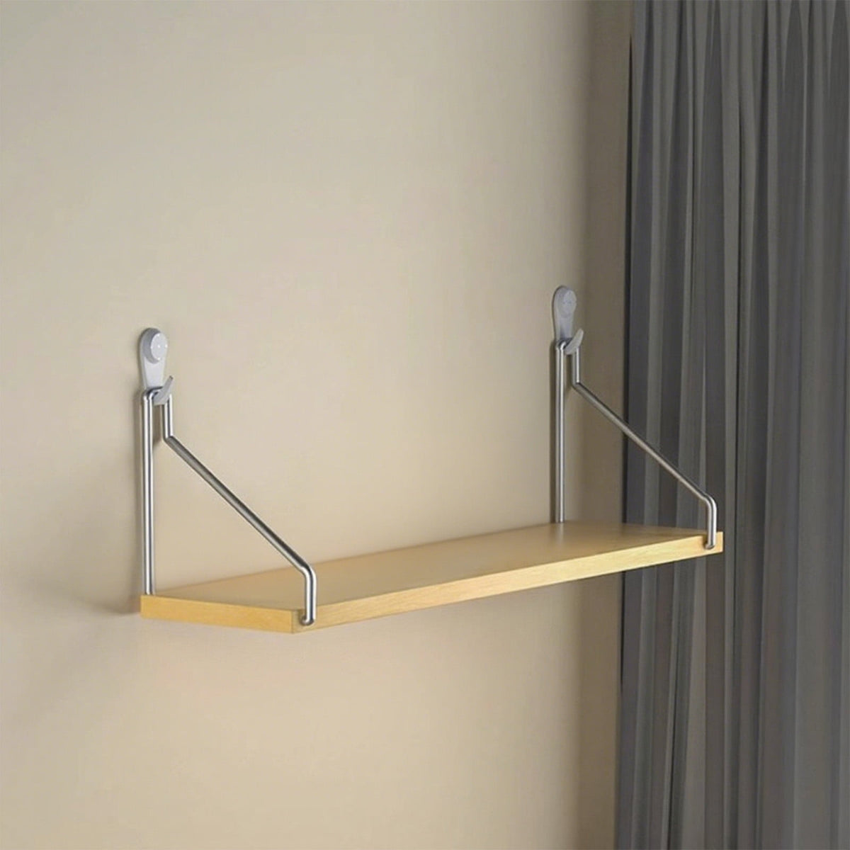 No-Drill Wall-Mounted Shelf with Adhesive Strips and Damage-Free Nails,Easy Installation on Any Wall Surface,Triangular Support,Versatile Use for Bedside,Projector,Router,Book Storage Yellow