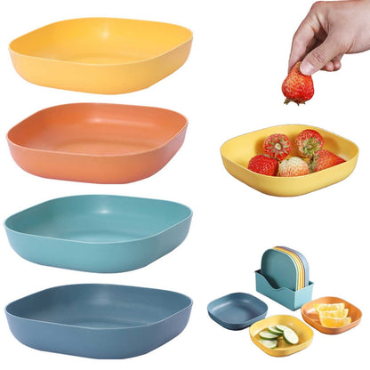 1Pc Square Cereal Bowls,Plastic Small Bowls For Kitchen,Reusable Lightweight Dinner Plate,Plastic Square Bowl,6 Inch Shallow Serving Bowls For Soup Salad Oatmeal Snack Dessert Ice Cream,Orange 5.51" x 5.51" x 1.18" Blue