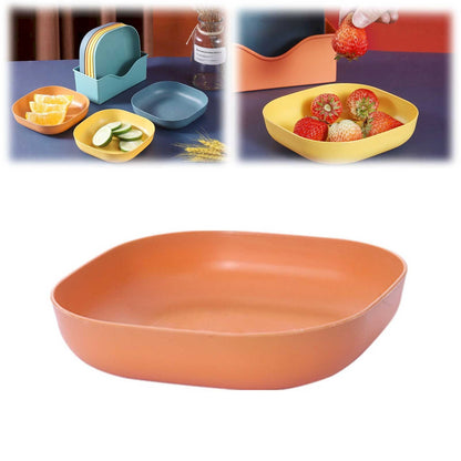 1Pc Square Cereal Bowls,Plastic Small Bowls For Kitchen,Reusable Lightweight Dinner Plate,Plastic Square Bowl,6 Inch Shallow Serving Bowls For Soup Salad Oatmeal Snack Dessert Ice Cream,Orange 5.51" x 5.51" x 1.18" Green