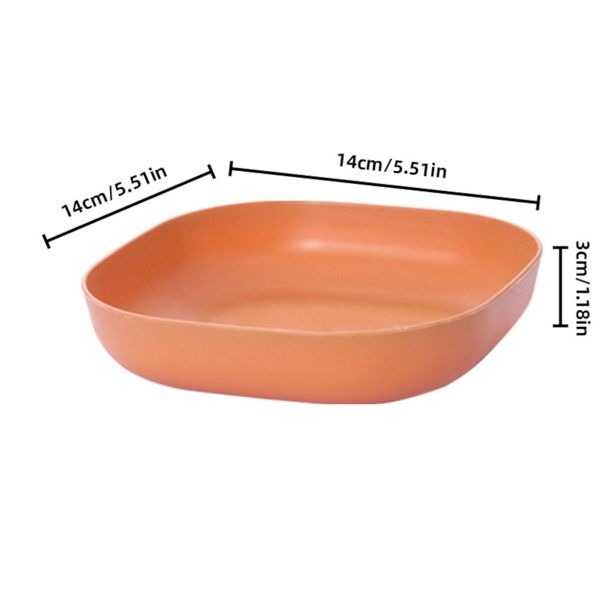 1Pc Square Cereal Bowls,Plastic Small Bowls For Kitchen,Reusable Lightweight Dinner Plate,Plastic Square Bowl,6 Inch Shallow Serving Bowls For Soup Salad Oatmeal Snack Dessert Ice Cream 5.51" x 5.51" x 1.18" Orange