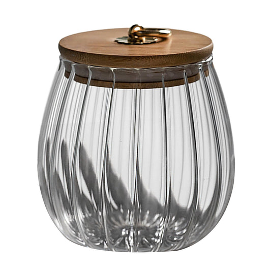 Sugar Containers With Bamboo Lids,Glass Coffee Canister Airtight Food Storage Jar With Lid, Candy Glass Canister Decorative Jars For Food Sugar Coffee Beans Tea, Coffee Bar Accessories A