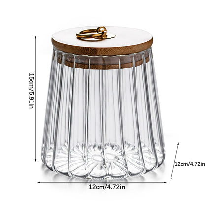 Sugar Containers With Bamboo Lids,Glass Coffee Canister Airtight Food Storage Jar With Lid, Candy Glass Canister Decorative Jars For Food Sugar Coffee Beans Tea, Coffee Bar Accessories A