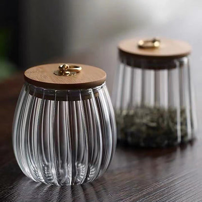 Sugar Containers With Bamboo Lids,Glass Coffee Canister Airtight Food Storage Jar With Lid, Candy Glass Canister Decorative Jars For Food Sugar Coffee Beans Tea, Coffee Bar Accessories A