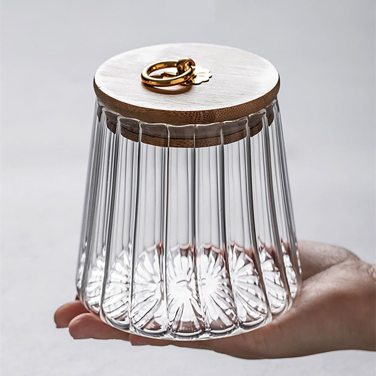 Sugar Containers With Bamboo Lids,Glass Coffee Canister Airtight Food Storage Jar With Lid, Candy Glass Canister Decorative Jars For Food Sugar Coffee Beans Tea, Coffee Bar Accessories B
