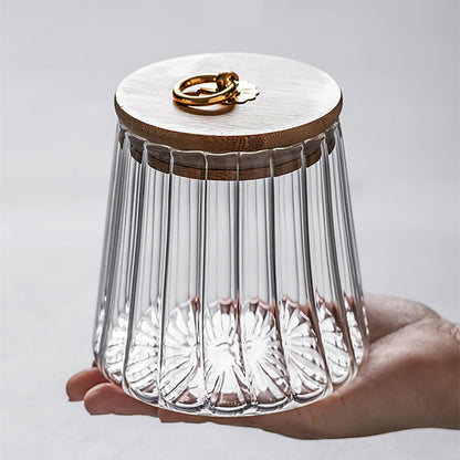 Sugar Containers With Bamboo Lids,Glass Coffee Canister Airtight Food Storage Jar With Lid, Candy Glass Canister Decorative Jars For Food Sugar Coffee Beans Tea, Coffee Bar Accessories B