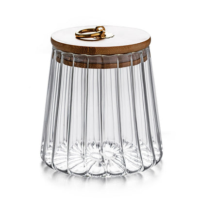 Sugar Containers With Bamboo Lids,Glass Coffee Canister Airtight Food Storage Jar With Lid, Candy Glass Canister Decorative Jars For Food Sugar Coffee Beans Tea, Coffee Bar Accessories B