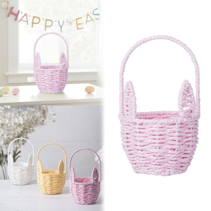 Woven Breads Baskets, Oval Small Fruit Baskets, Stackable Plastic Wicker Baskets for Serving Vegetables, Kitchen, Restaurant, Outdoor, Imitation Rattan, 1 Pcs, 7.48x5.11x2.75 4.88" x 8.19" Pink