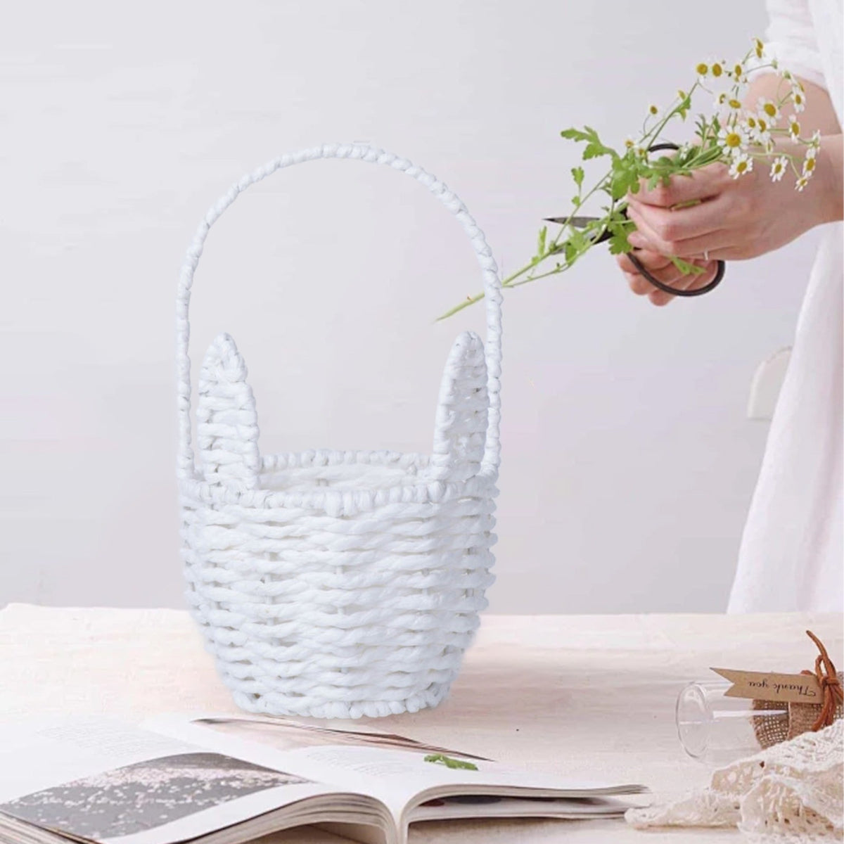 Woven Breads Baskets, Oval Small Fruit Baskets, Stackable Plastic Wicker Baskets for Serving Vegetables, Kitchen, Restaurant, Outdoor, Imitation Rattan, 1 Pcs, 7.48x5.11x2.75 4.88" x 8.19" Pink