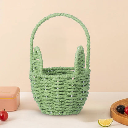 Woven Breads Baskets, Oval Small Fruit Baskets, Stackable Plastic Wicker Baskets for Serving Vegetables, Kitchen, Restaurant, Outdoor, Imitation Rattan, 1 Pcs, 7.48x5.11x2.75 4.88" x 8.19" White