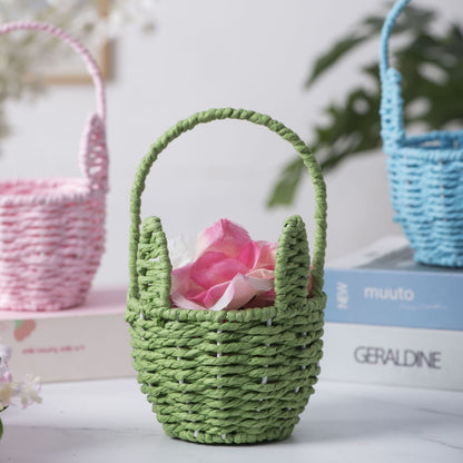 Woven Breads Baskets, Oval Small Fruit Baskets, Stackable Plastic Wicker Baskets for Serving Vegetables, Kitchen, Restaurant, Outdoor, Imitation Rattan, 1 Pcs, 7.48x5.11x2.75 4.88" x 8.19" White