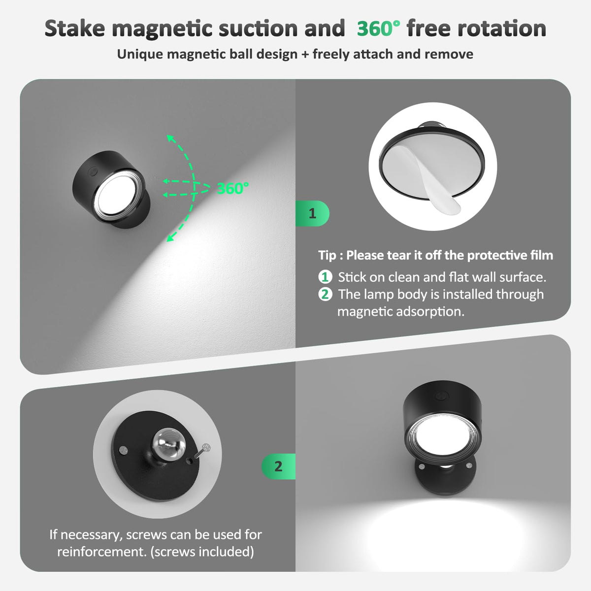Night Light - Table Lamp - Bedside Lamp - Mood Lamp - Wireless Table Lamp - Rechargeable Lamp - LED Night Lamp - Touch Lamp - Dimmable Lamp - Desk Lamp - Mood Lighting - Portable Lamp - Bedroom Lamp - Modern Design - USB Rechargeable - Black - 1 Piece