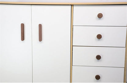 Furniture handles - Kitchen handles - Door handles - Cabinet handles - Drawer knobs - Furniture fittings - Kitchen fittings - Handles - Walnut - Wood - Wooden - Kitchen renovation - Modern - Black walnut - Bridge shape - Pitch 96mm - Walnut - Set of 4