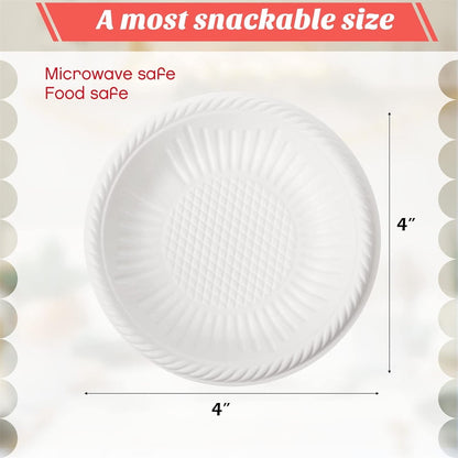 Dessert Paper Plates,Tutuviw 50 Count 4 Inch Mini Disposable Starch Plates,Heavy Duty Uncoated Plates,Round Cake Appetizer Dinner Paper Plates for Holiday Wedding Graduation Christmas Party, White