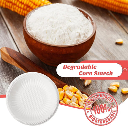 Dessert Paper Plates,Tutuviw 50 Count 4 Inch Mini Disposable Starch Plates,Heavy Duty Uncoated Plates,Round Cake Appetizer Dinner Paper Plates for Holiday Wedding Graduation Christmas Party, White
