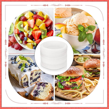Dessert Paper Plates,Tutuviw 50 Count 4 Inch Mini Disposable Starch Plates,Heavy Duty Uncoated Plates,Round Cake Appetizer Dinner Paper Plates for Holiday Wedding Graduation Christmas Party, White
