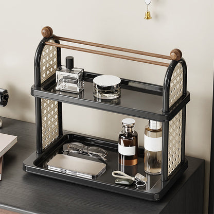 Tea Water Rack, Multi-Functional Storage Rack, Multi Layer Cup Storage Rack, Multi-function Rack Desktop Storage Rack, Mul-tifunctional Wooden Tea Cup Station Countertop Stand Shel Black