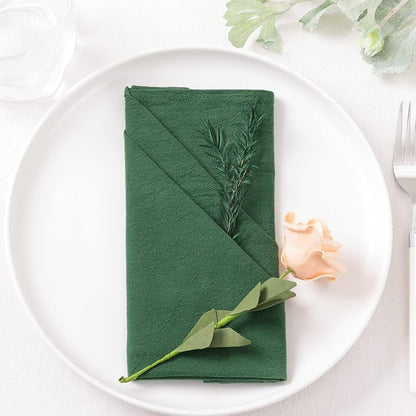 Holzlrgus Cotton Linen Napkins Bulk 17"x17" Stonewashed Cloth Dinner Napkins Rustic Thick Table Napkins for Fall Thanksgiving Christmas Party Wedding Decoration (Set of 4, Sage) Emerald Green