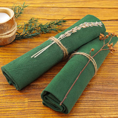 Holzlrgus Cotton Linen Napkins Bulk 17"x17" Stonewashed Cloth Dinner Napkins Rustic Thick Table Napkins for Fall Thanksgiving Christmas Party Wedding Decoration (Set of 4, Sage) Emerald Green
