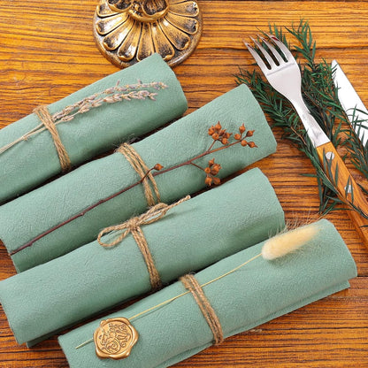 Holzlrgus Cotton Linen Napkins Bulk 17"x17" Stonewashed Cloth Dinner Napkins Rustic Thick Table Napkins for Fall Thanksgiving Christmas Party Wedding Decoration (Set of 4, Sage) Sage