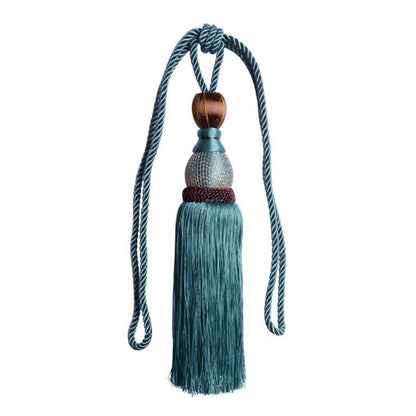 Bosisa 2pcs Large Tie Backs Ball Tassel Curtain Rope Tieback,Gold Blue