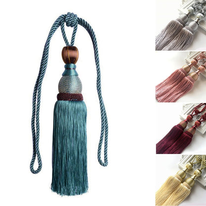 Bosisa 2pcs Large Tie Backs Ball Tassel Curtain Rope Tieback,Gold Red
