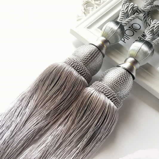 Bosisa 2pcs Large Tie Backs Ball Tassel Curtain Rope Tieback,Gold Silver