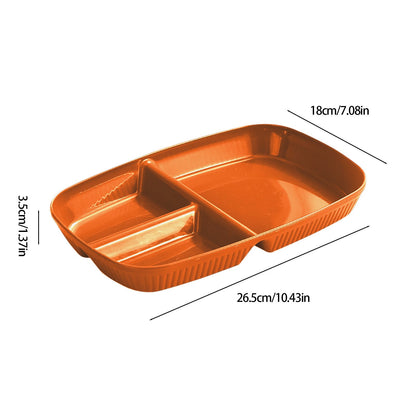 Kdkad Large 10 Inch Wheat Straw Divided Plates for Adults Picnic, 3 Compartment Plates, Unbreakable Portion Control Plate, Reusable Plastic Compartment Plates, Dinner Plates Dessert Plates 10.4×7.1 in Orange