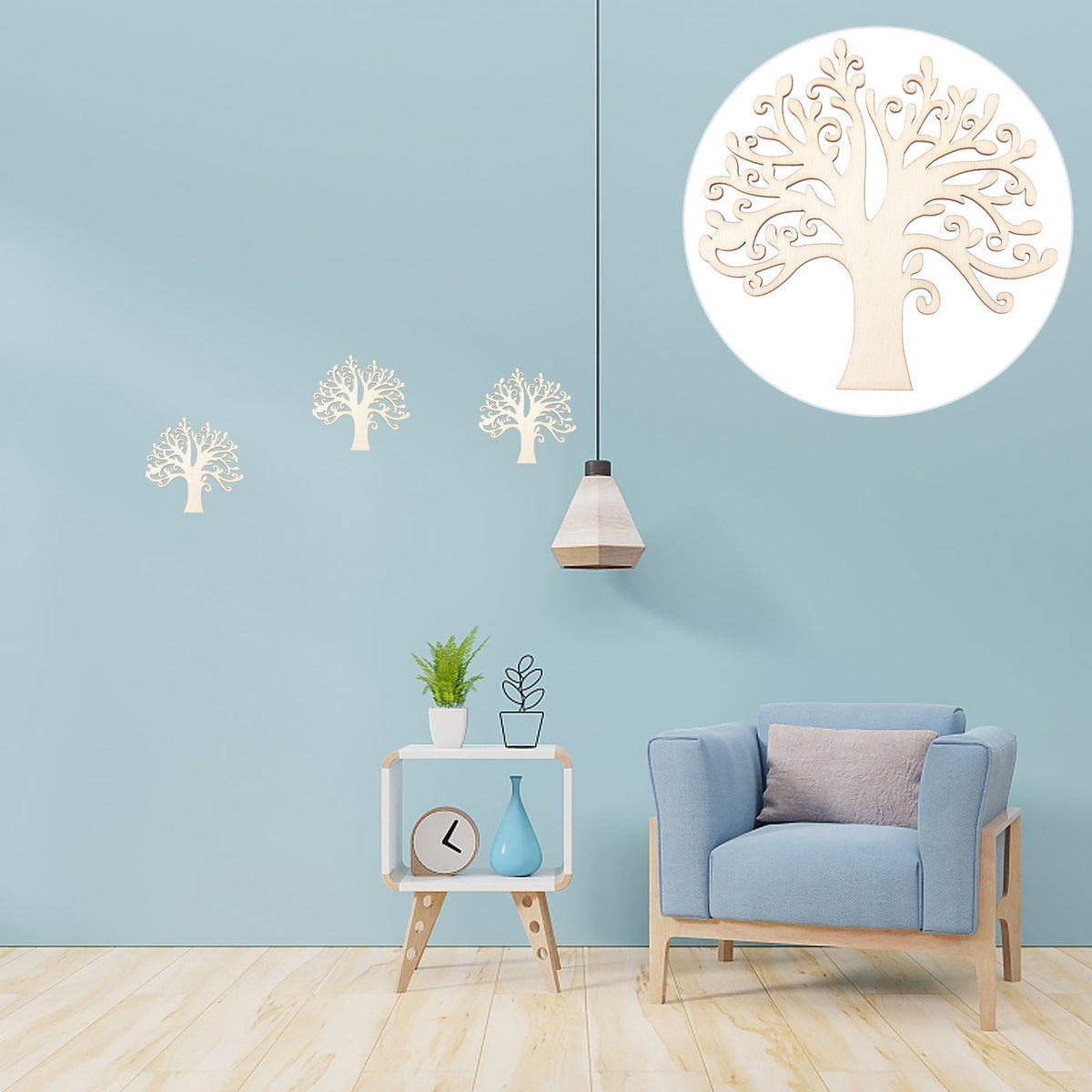 10pcs Family Tree Cutouts Craft, Unfinished Wood Tree Slices DIY Ornaments Decorative Hanging Wooden Chips for Wedding Party Crafts 4.9in