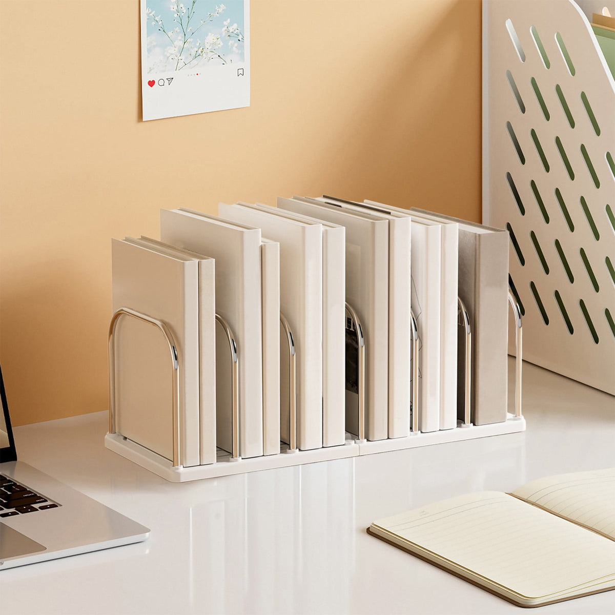 Chmadoxn Multi-Tier Desktop Bookshelf - Space-Saving Desk Organizer for Books, Files & Learning Supplies, Serviceable Storage Rack for Office, Study, or Home Use (Lightweight & Compact) 14.6×5.9×5.3 in Yellow