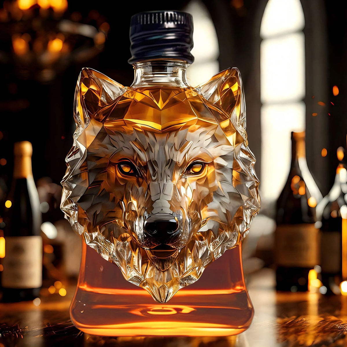 Darzheoy Wolf Whiskey Bottle, Funny Wolf Whiskey Bottle, 3D Wolf Shape Glass, Wine Decanter for Men Dad, Home Bar Dachshund Lover Decor D